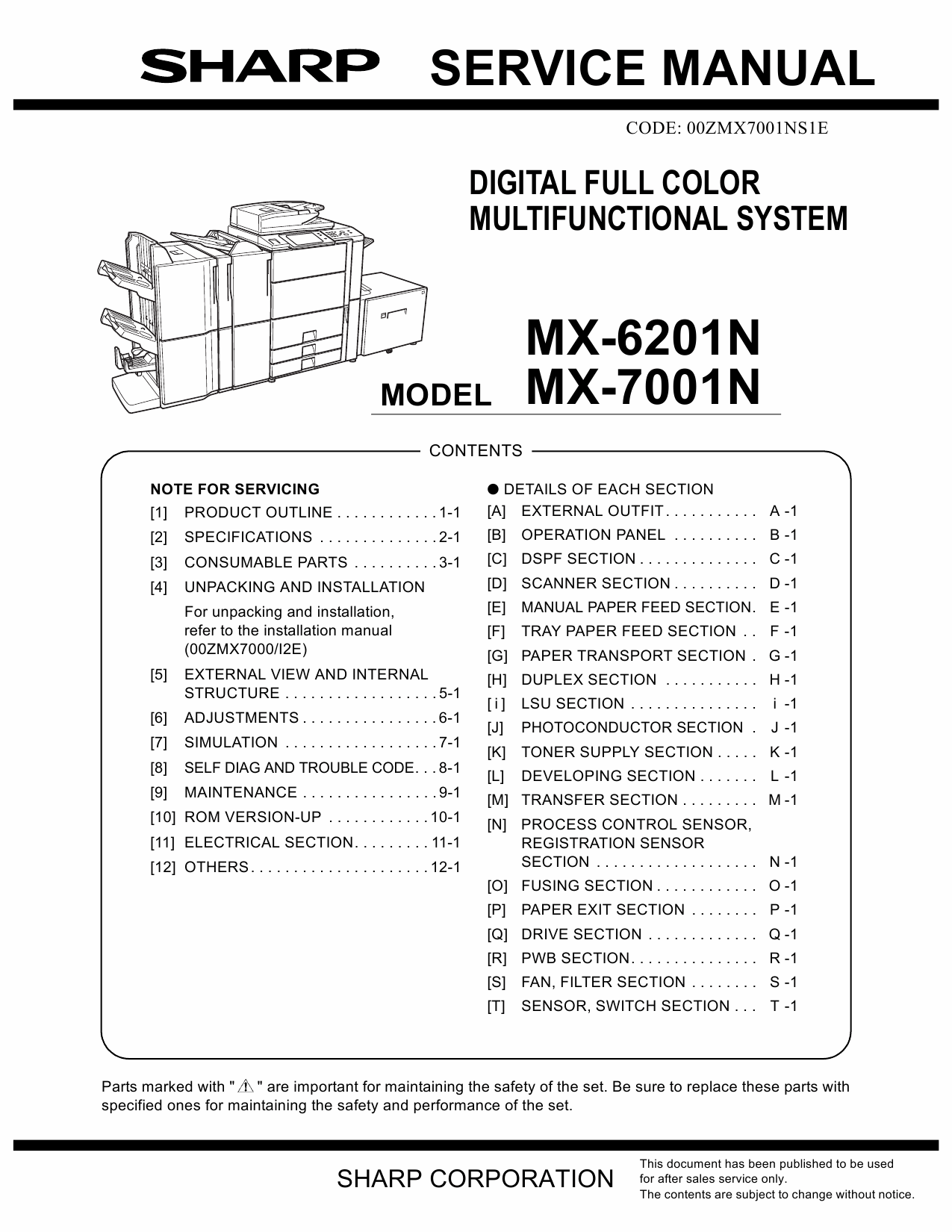 SHARP MX 6201 7001 N Service Manual-1